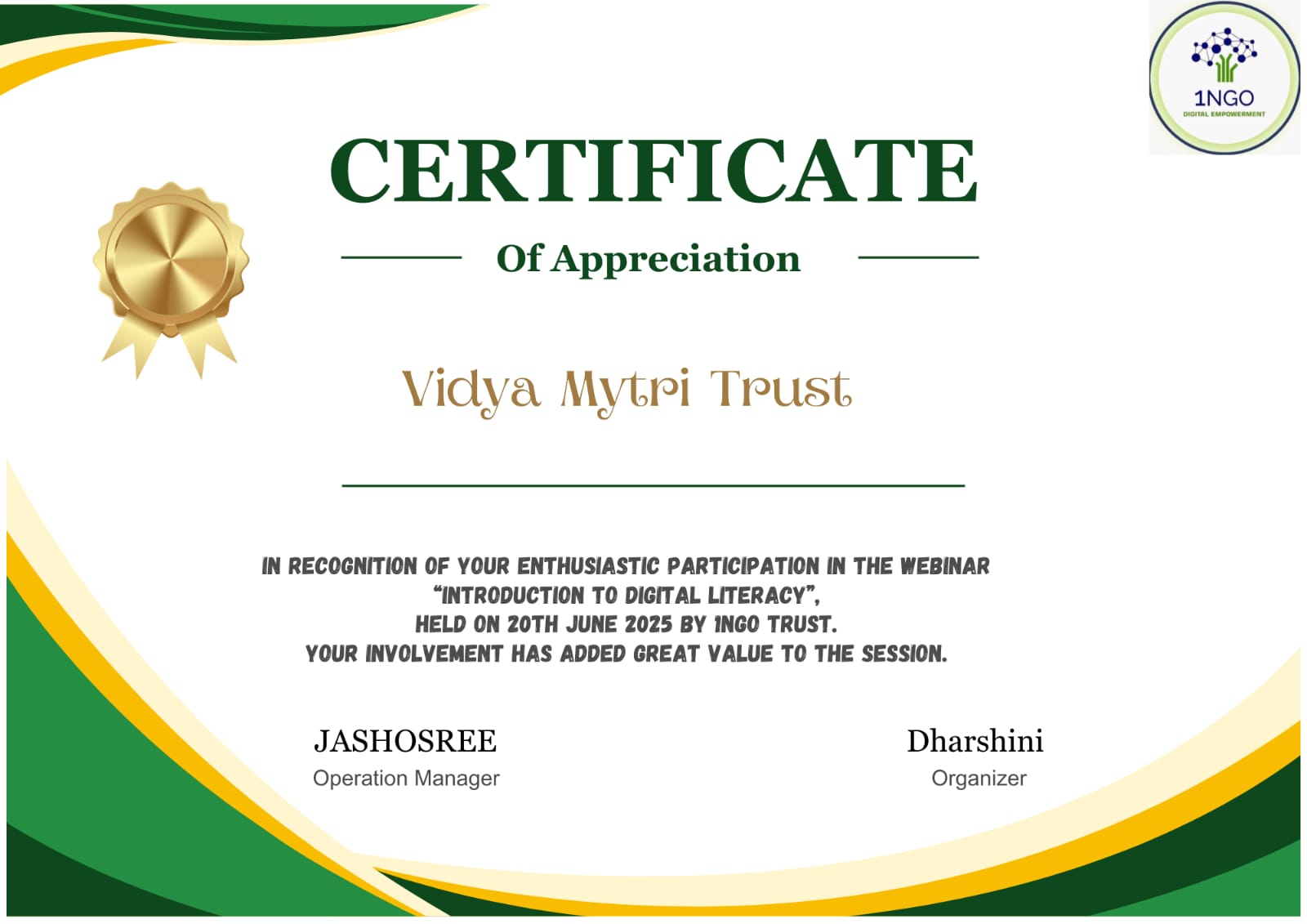 Certificates